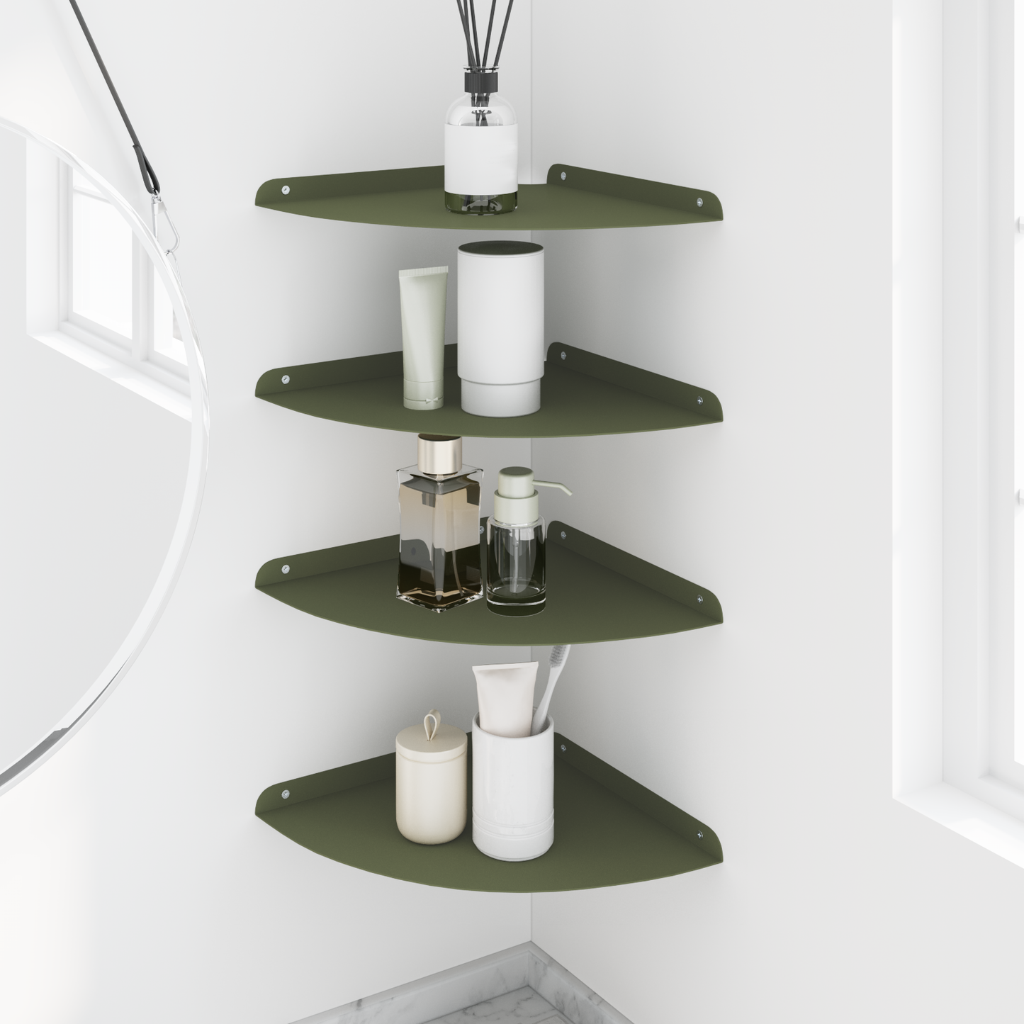 Floating Shelf with Shelf 4 pcs Olive green 30 x 30 x 2 cm