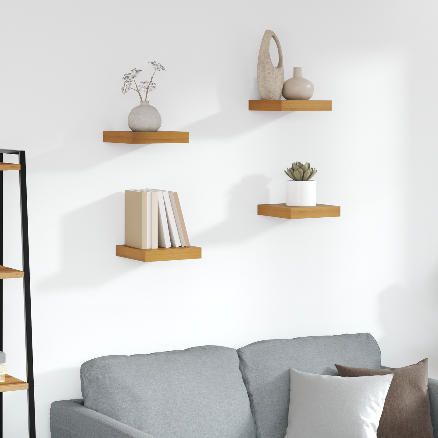 Wall Shelf 4 pcs Brown 23 x 23.5 x 4 cm Engineered Wood