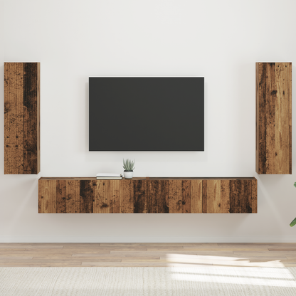 TV Wall Cabinet Set 4 pcs 29.5 x 31 x 100 cm Old Wood