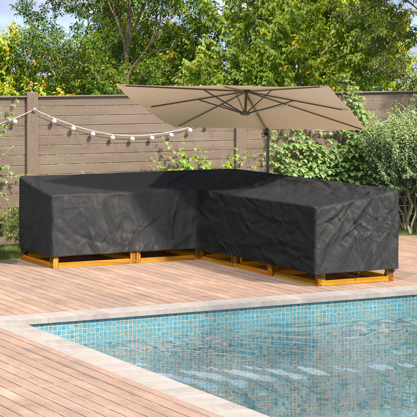 Furniture Cover Black 355 x 275 x 80 cm 210D Oxford Fbric