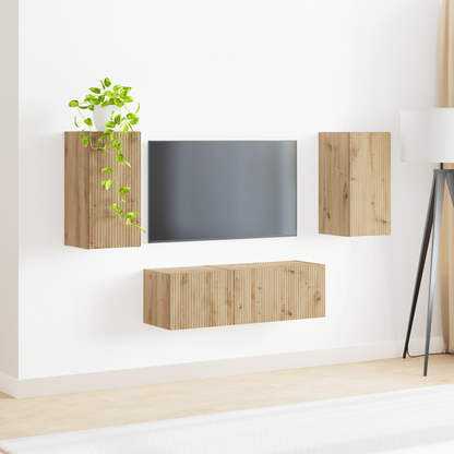 TV Wall Cabinet Set 4 pcs Artisan Oak Engineered Wood