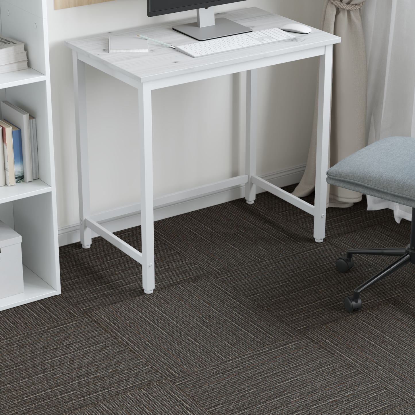 Carpet Tile Striped Dark Brown 50 x 50 cm 4 pcs PP and Bitumen