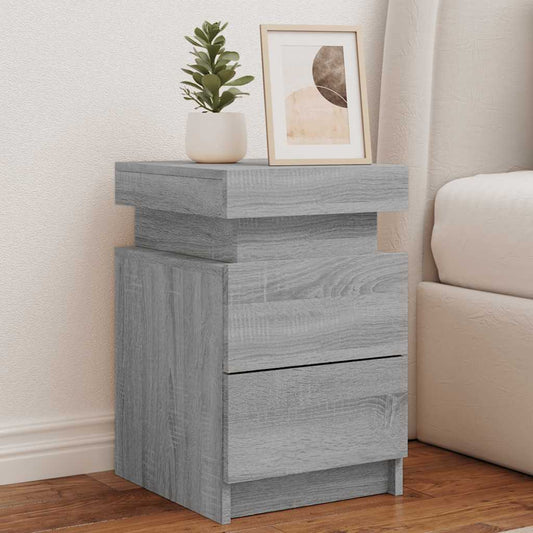 Bedside Cabinets with LED Lights 2 pcs Grey Sonoma 35x39x55 cm