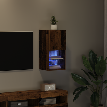 Wall-mounted TV Cabinet with LED Old Wood 30.5 x 30 x 60 cm