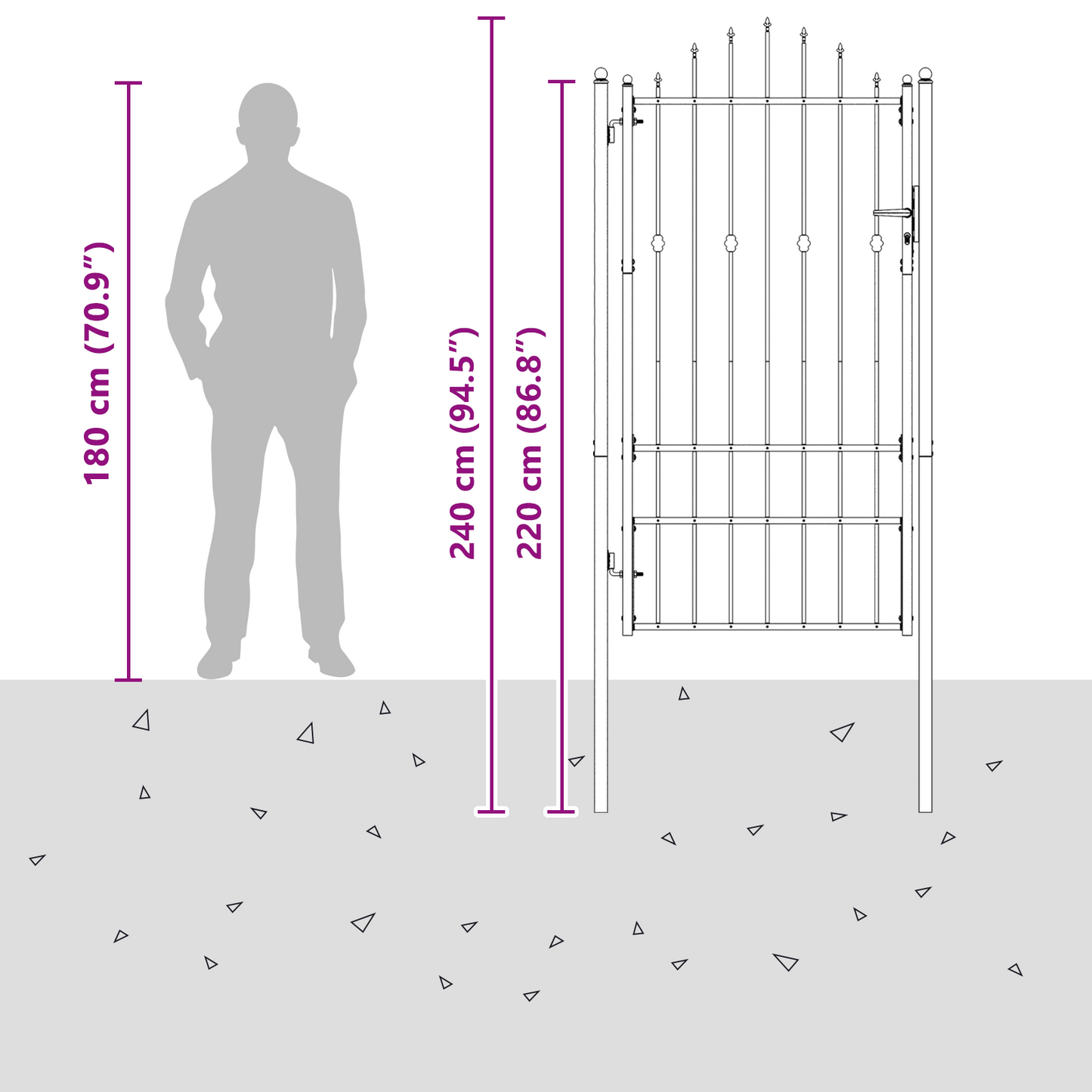 Fence Gate HORST 100 x 175 cm Metal Black Lockable