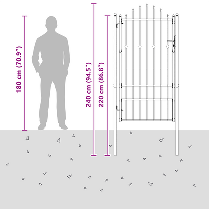 Fence Gate HORST 100 x 175 cm Metal Black Lockable