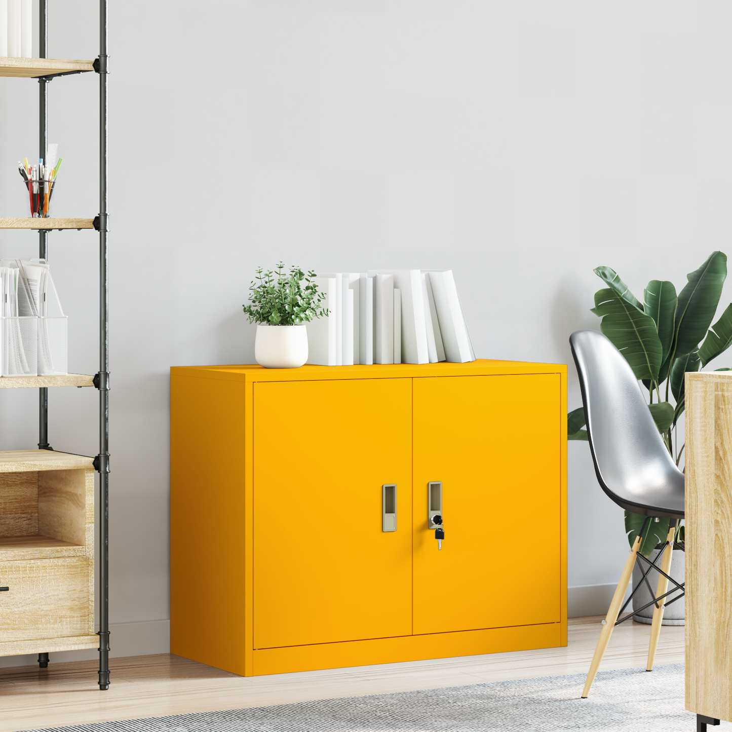 Storage Cabinet Mustard Yellow 90 x 40 x 70 cm Steel