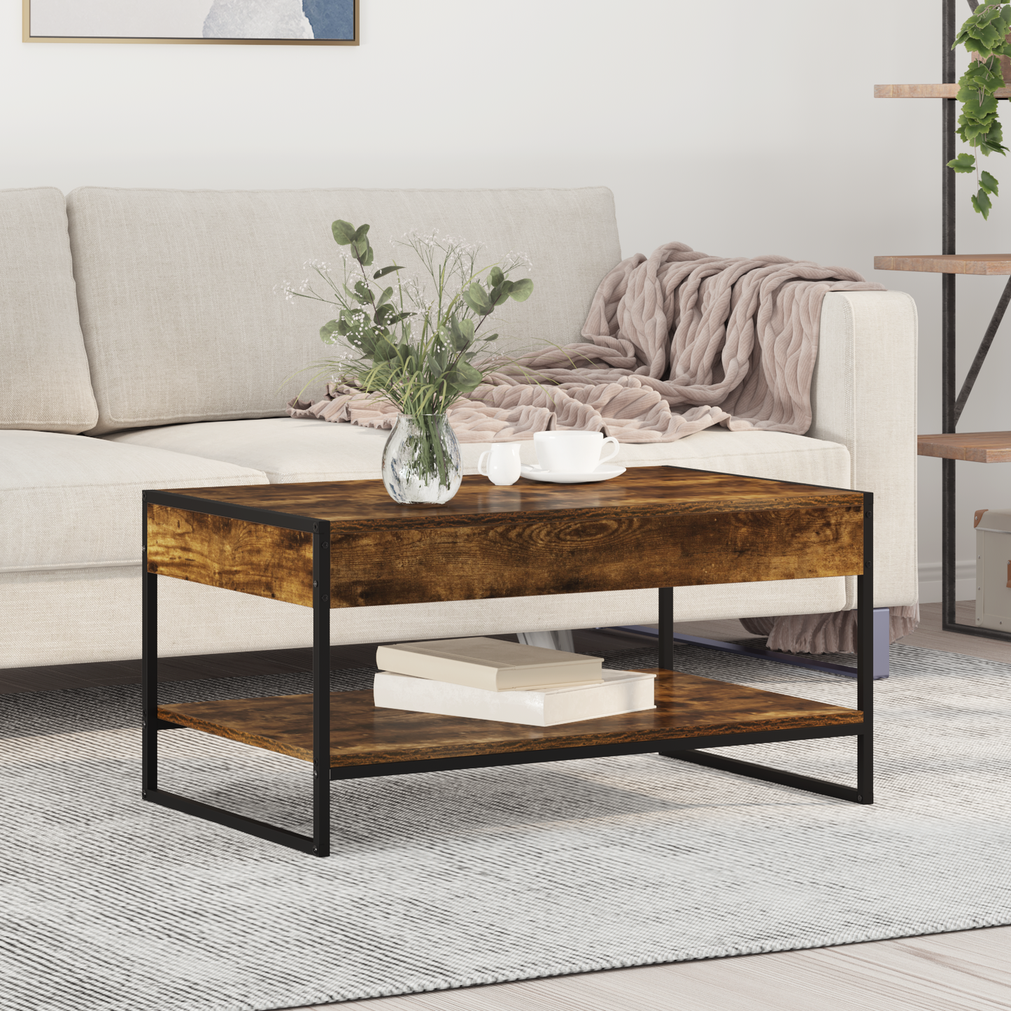 Coffee Table Smoke Oak 80 x 50 x 40 cm Engineered Wood