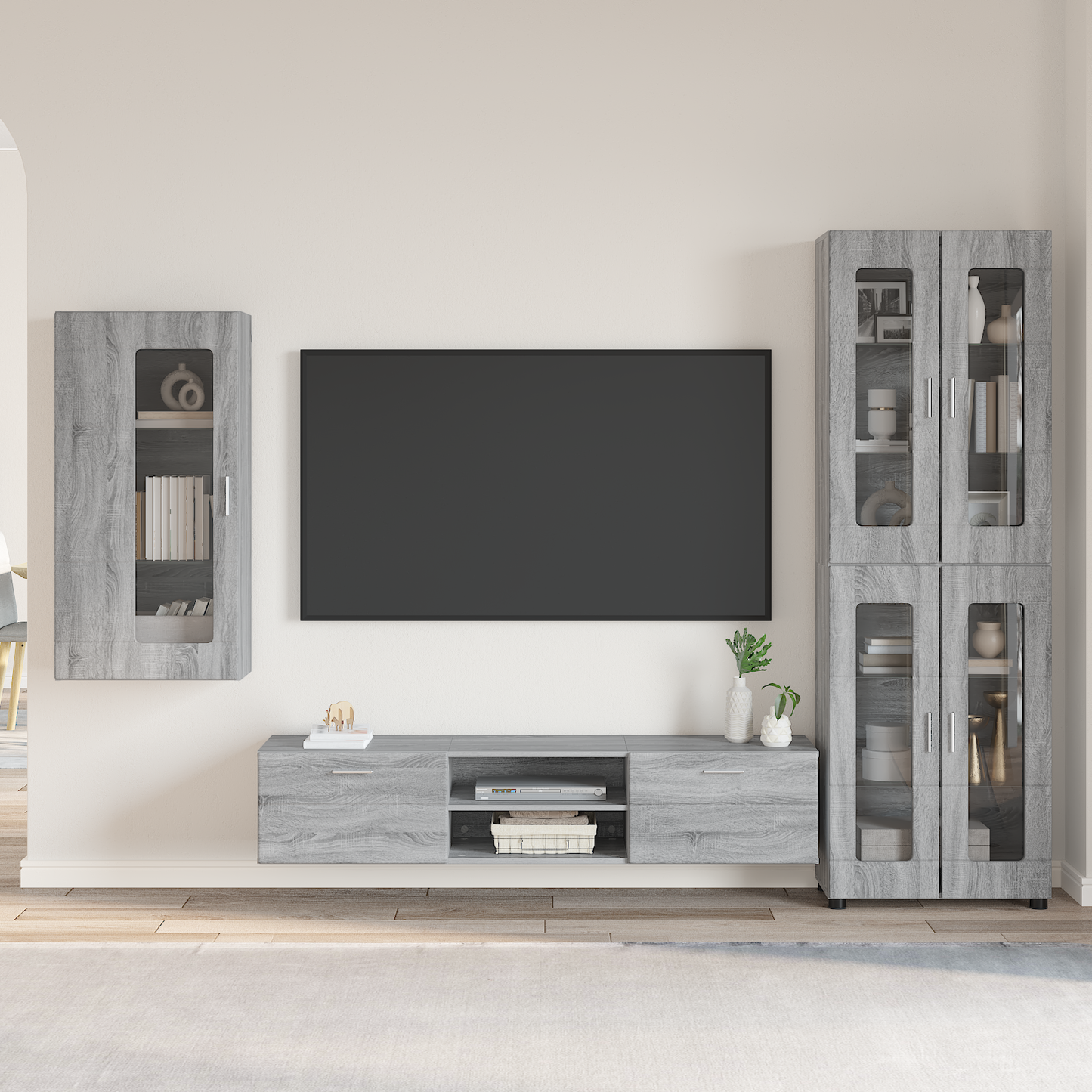 TV Cabinet Set FLORIN 3 pcs Grey Sonoma Engineered Wood
