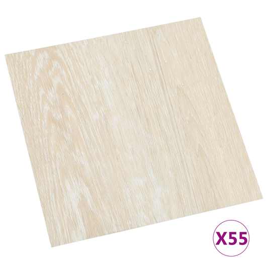 Flooring Planks 5.11 m² 55 pcs PVC White and Beige