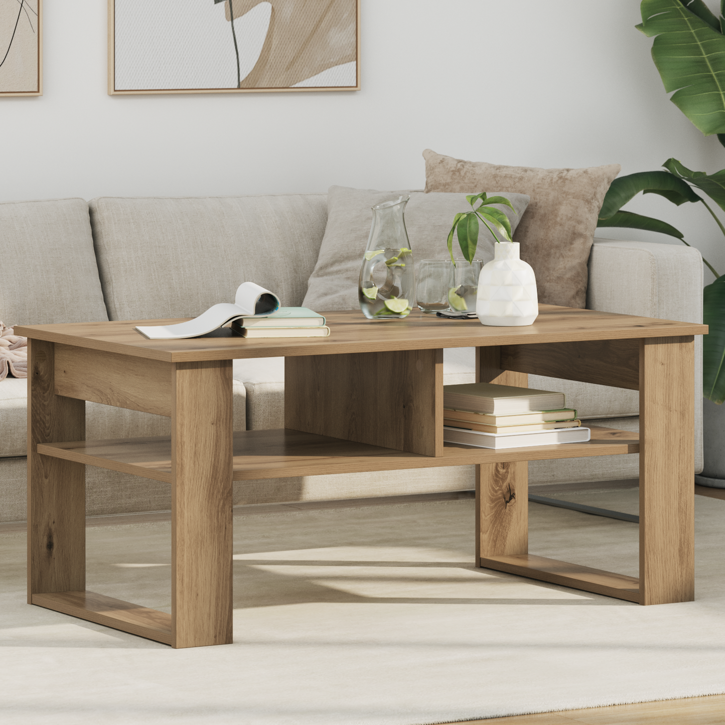 Coffee Table Artisan Oak 96 x 54 x 44 cm Engineered Wood