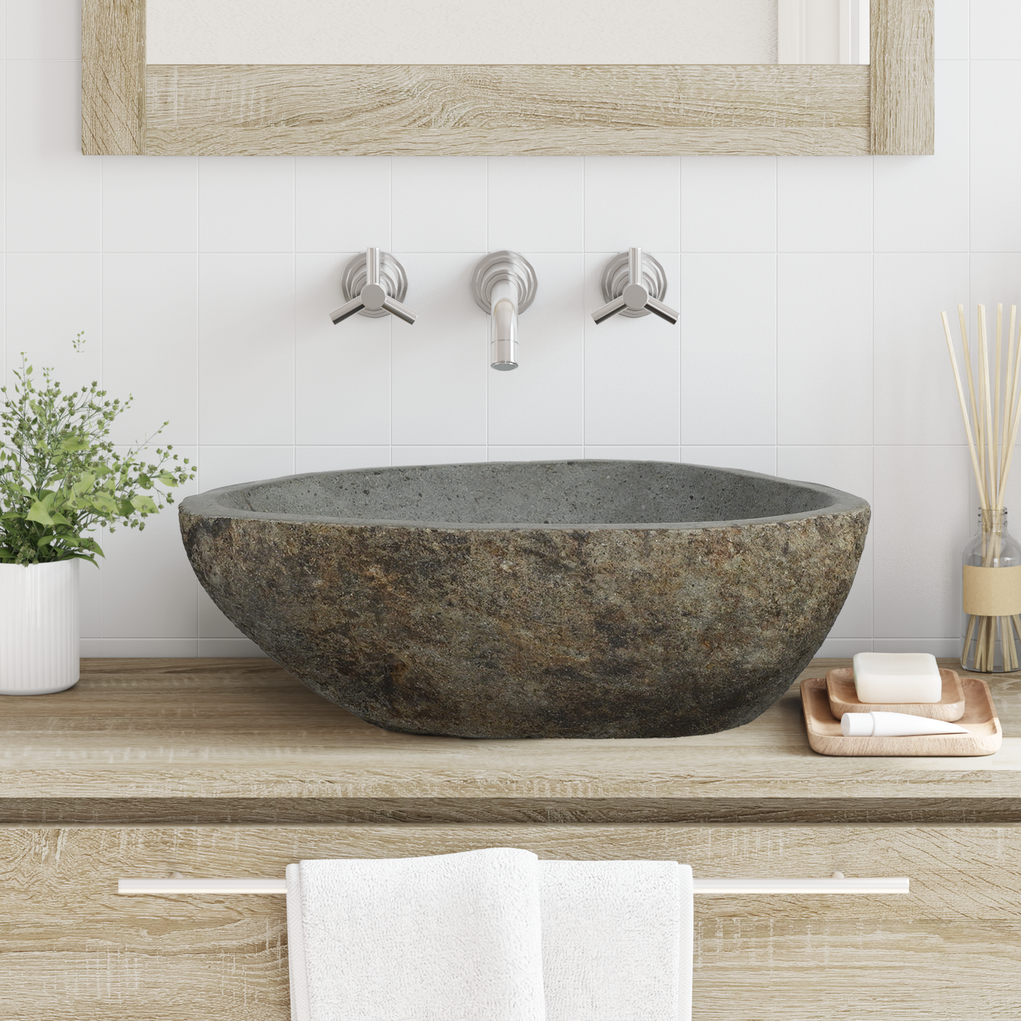 Riverstone basin Light Grey 52 x 40 x 15 cm River Stone