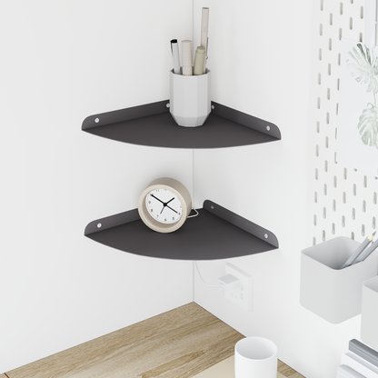 Corner Floating Shelf with Shelf 2 pcs Black 24 x 24 x 2 cm