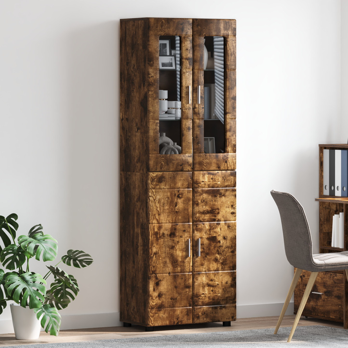 Highboard FLORIN Smoked Oak 60 x 35 x 182 cm Engineered Wood