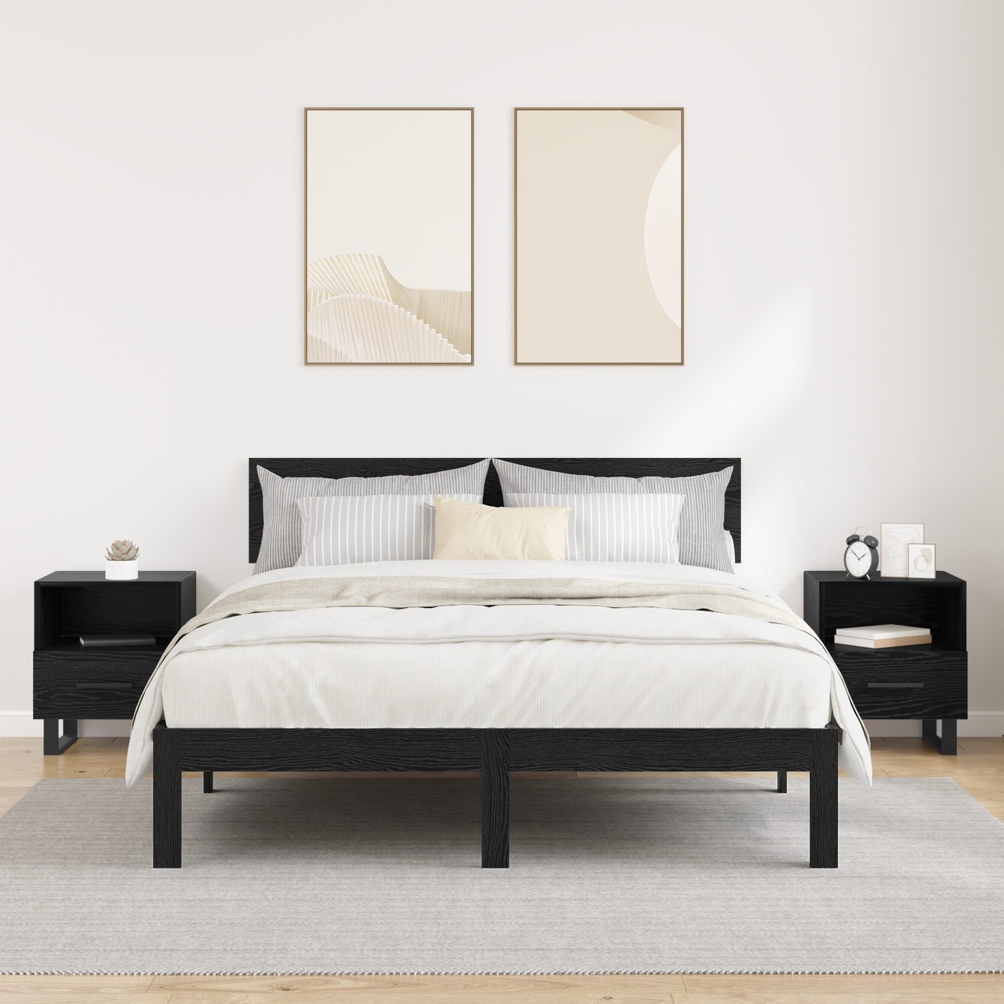 Bedside Cabinet with Drawer 2 pcs Black Oak 40 x 35 x 47.5 cm