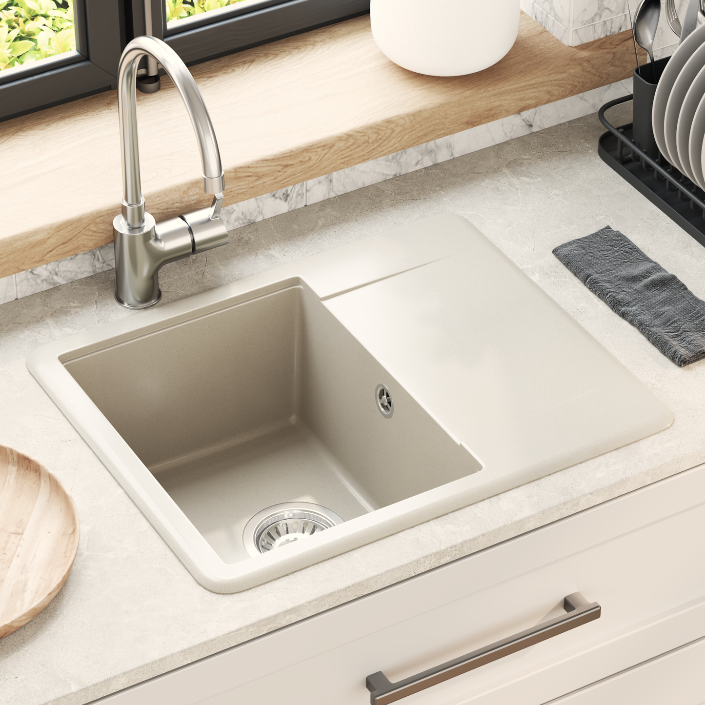 Sink Beige 560 x 460 mm 80% Quartz and 20% Resin