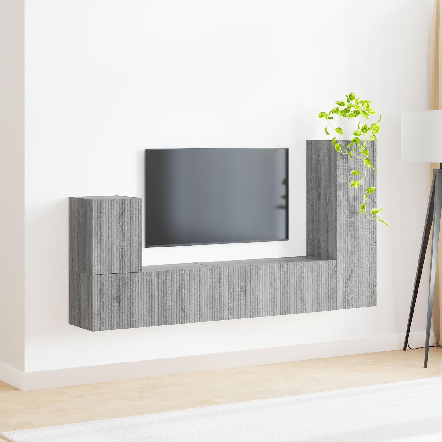 TV Cabinet Set Wall-mounted 3 pcs Grey Sonoma Engineered Wood