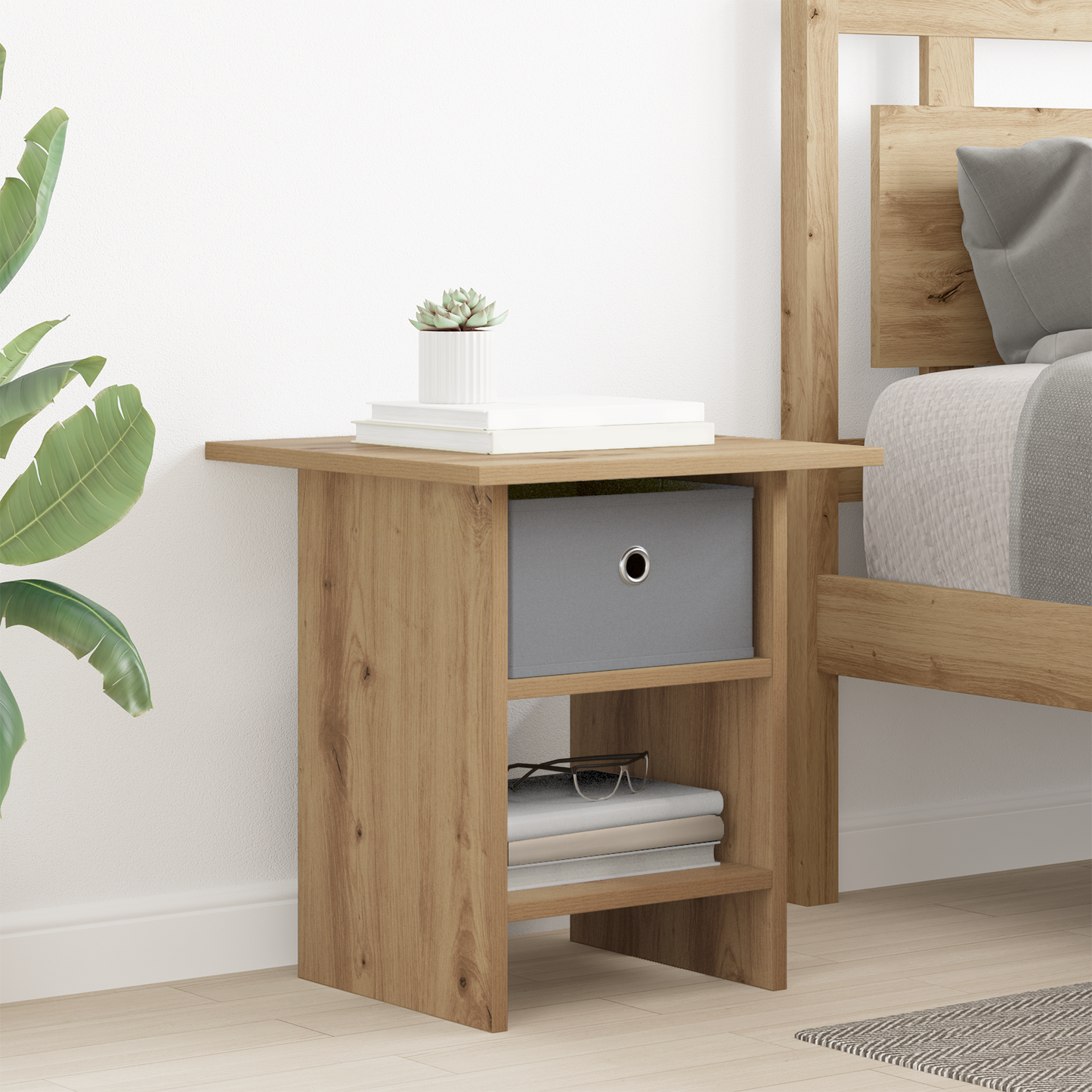Bedside Table Artisan Oak 41 x 40 x 45 cm Engineered Wood