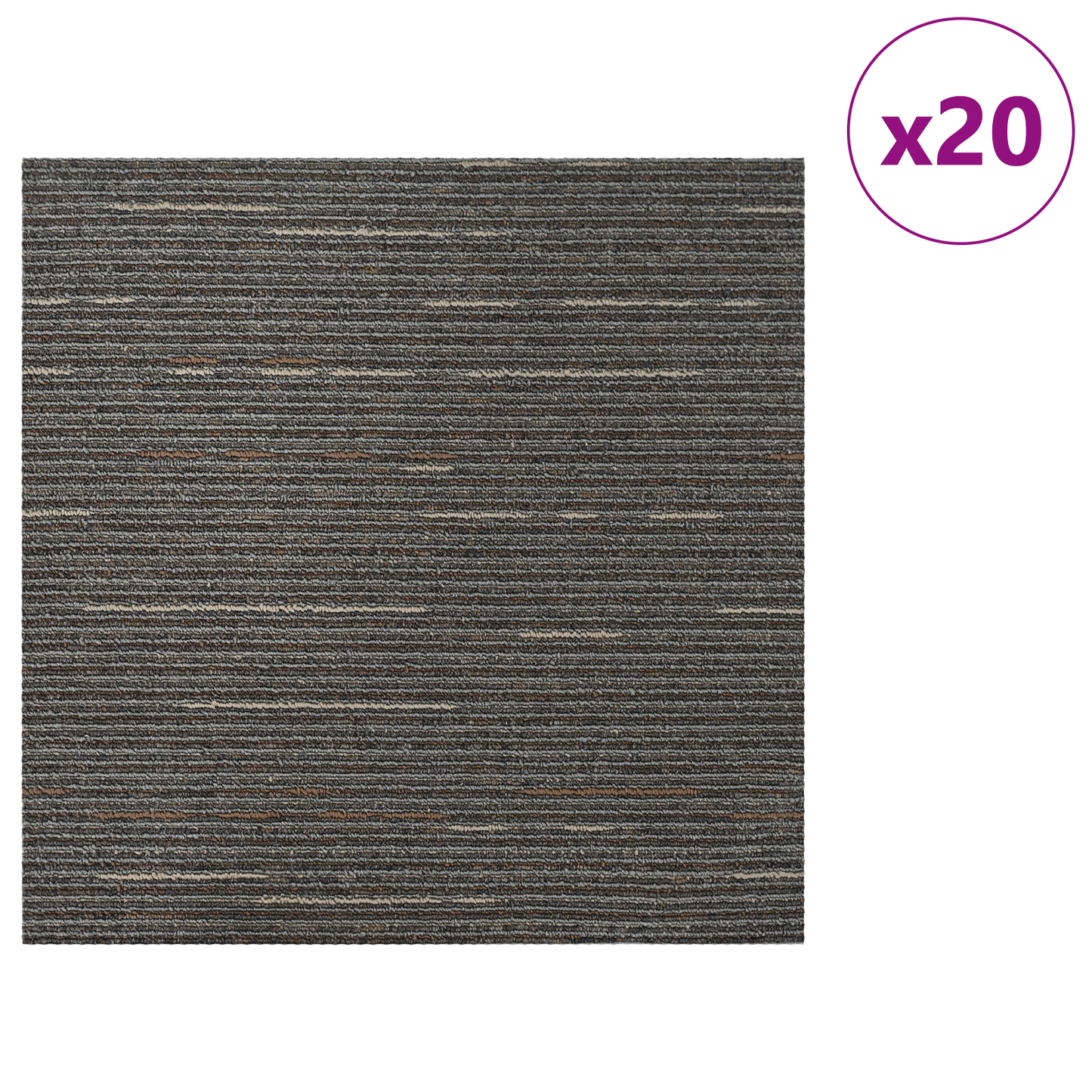 Carpet Tile Striped Dark Brown 50 x 50 cm 20 pcs PP and Bitumen
