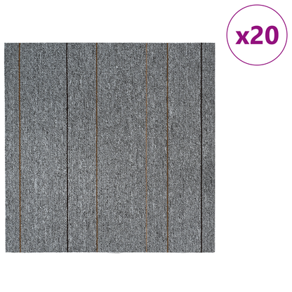 Carpet Tile Light Grey with Stripes 50 x 50 cm 20 pcs