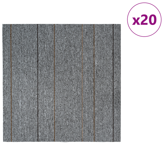 Carpet Tile Light Grey with Stripes 50 x 50 cm 20 pcs