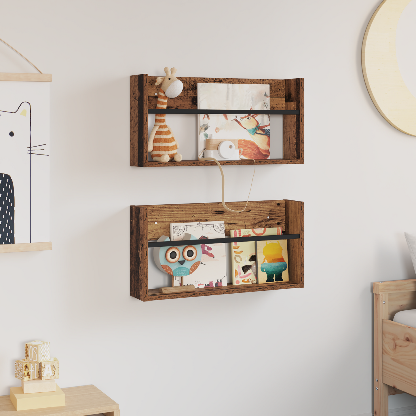 Magazine Rack 2 pcs Old Wood 60 x 12 x 30 cm Engineered Wood