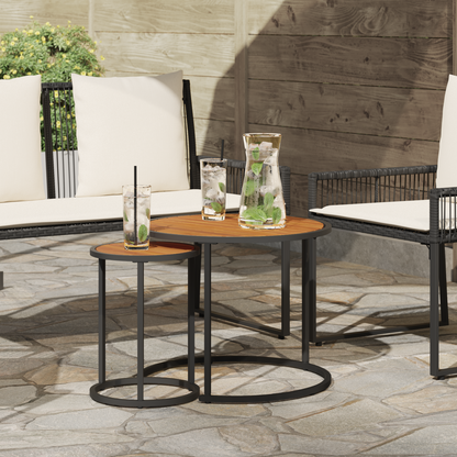 Coffee Table Set 2 pcs Natural and Black 55 x 55 x 45 cm