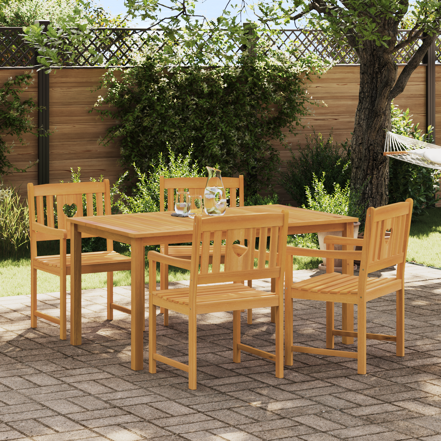 Garden Chairs 4 pcs Natural Solid Acacia Wood
