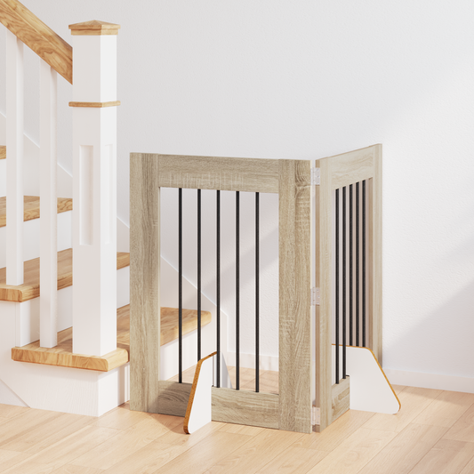 Foldable Dog Gate with Stands 2 pcs Sonoma Oak 120.5 cm