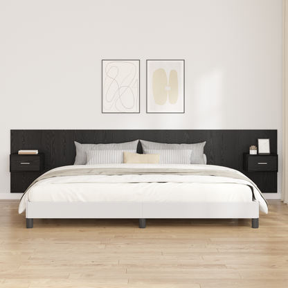 Headboard with Cabinet 3 pcs Black Oak Engineered Wood