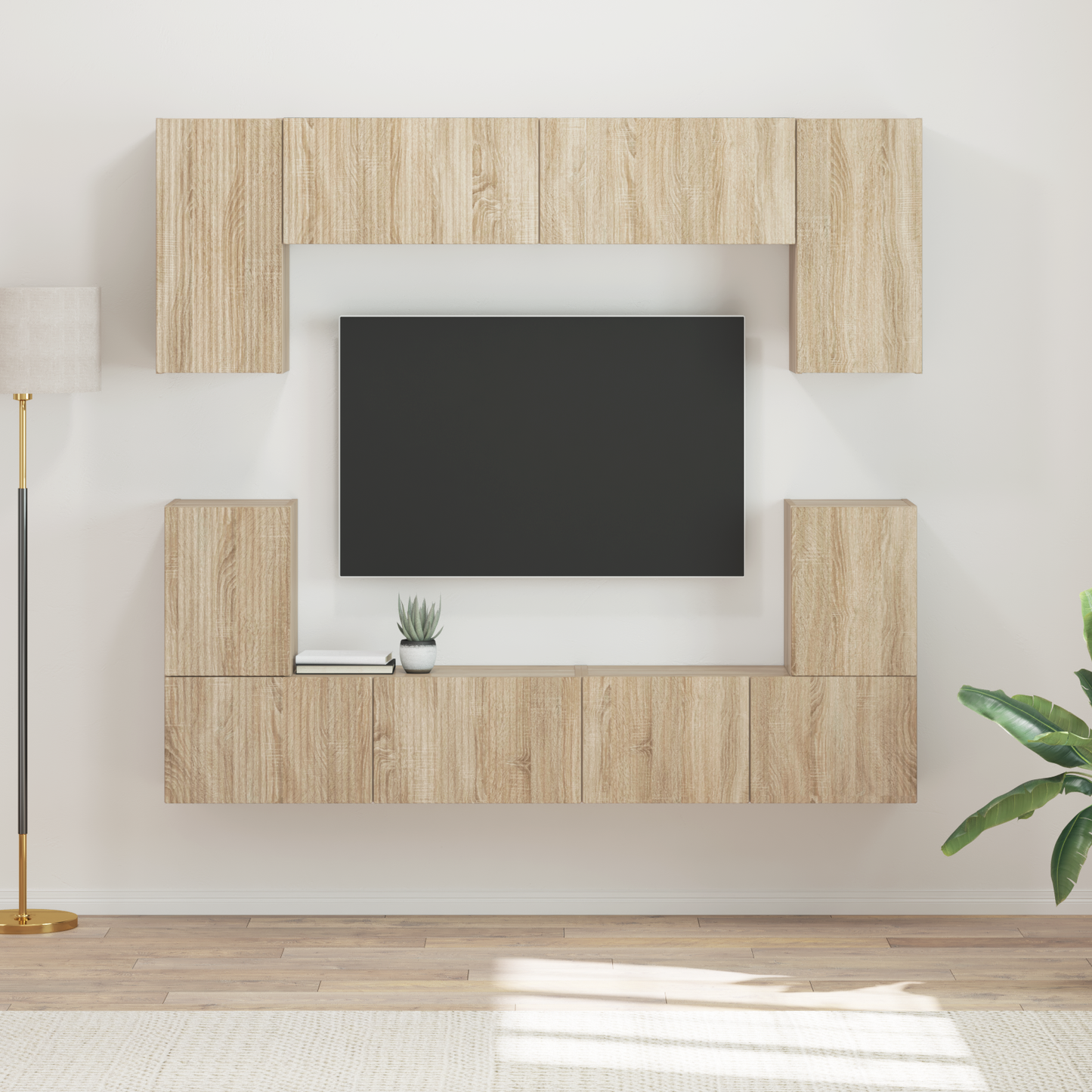 TV Cabinet Set Wall-mounted 5 pcs Sonoma Oak Engineered Wood