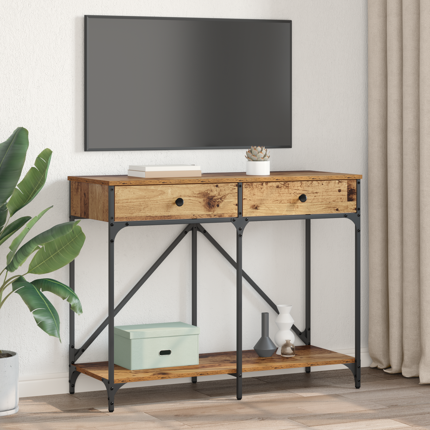 Console Table Old Wood 100 x 39 x 78.5 cm Engineered Wood