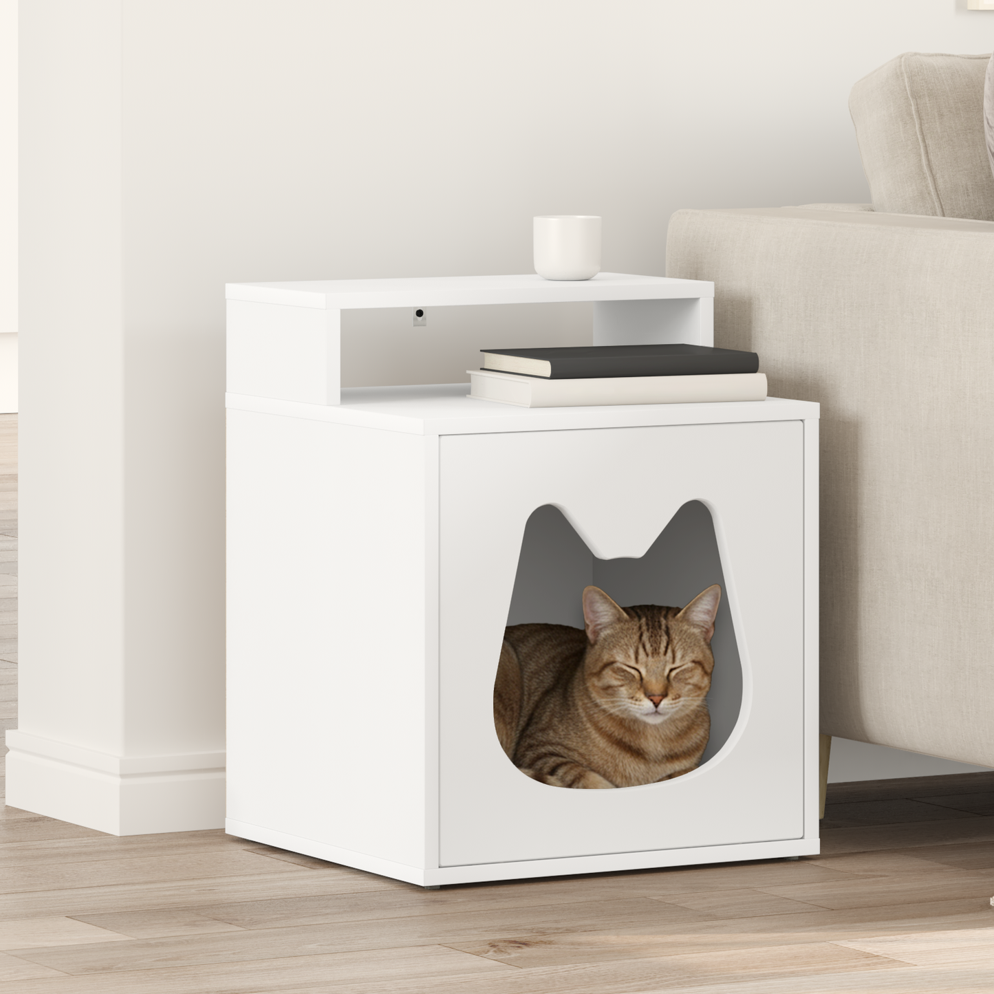 Cat House White 42.5 x 40 x 53.5 cm Engineered Wood