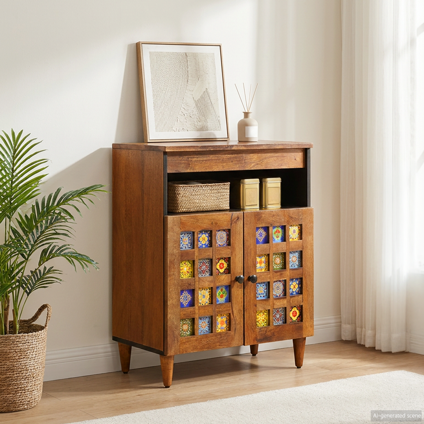 Sideboard with Storage Walnut 60 x 33 x 75 cm Solid Mango Wood