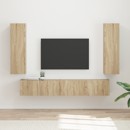 TV Cabinet Set Wall-mounted 3 pcs Sonoma Oak Engineered Wood