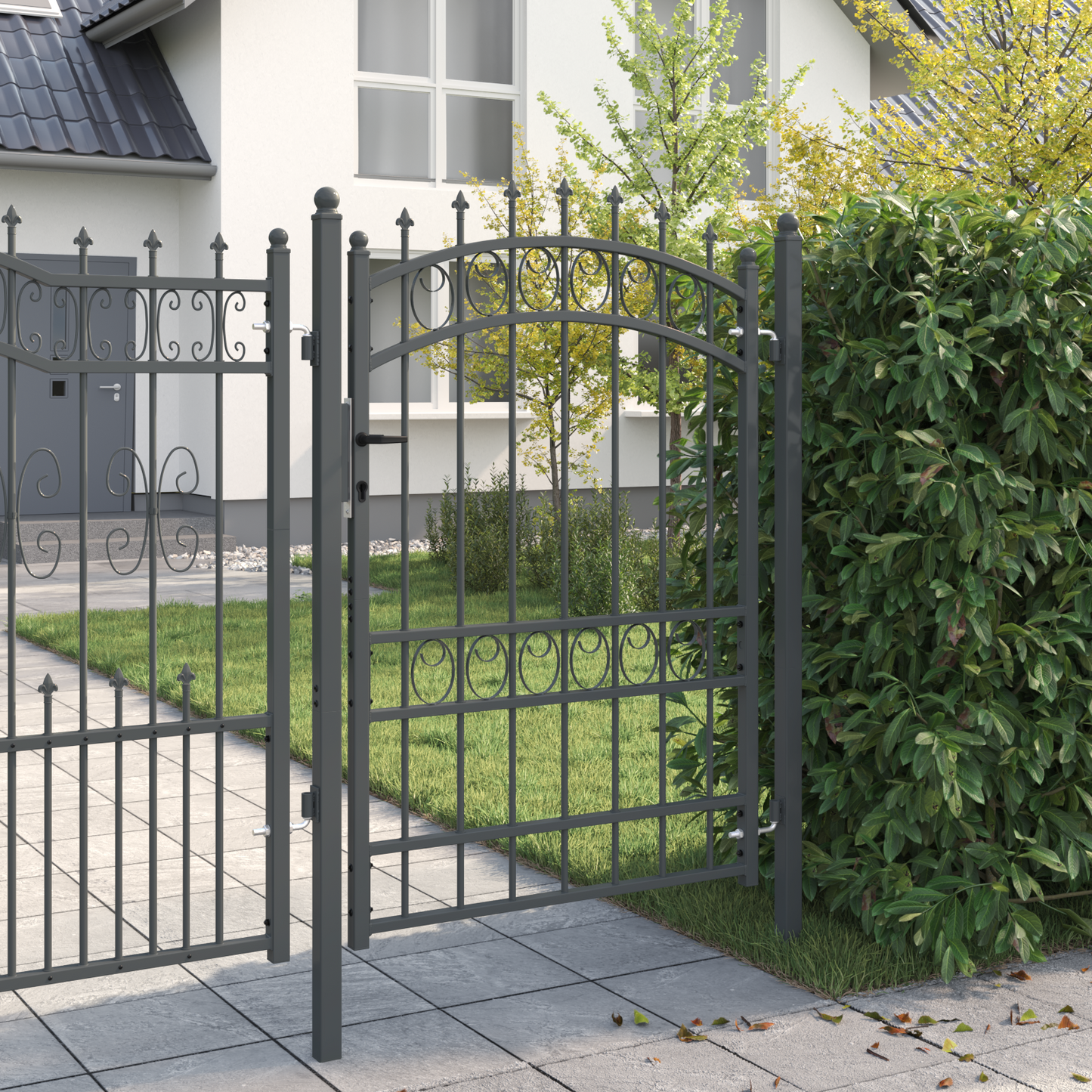 Fence Gate with Spikes EMMEN 170 x 100 cm Powder-coated steel