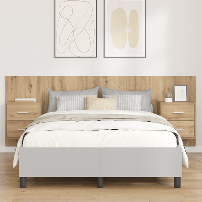 Headboard with Cabinet 3 pcs Artisan Oak Engineered Wood