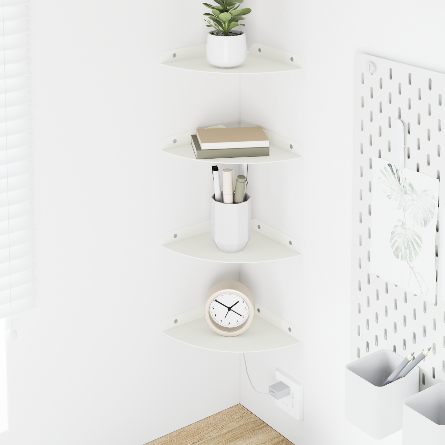 Floating Shelf with Shelf 4 pcs White 18 x 18 x 2 cm