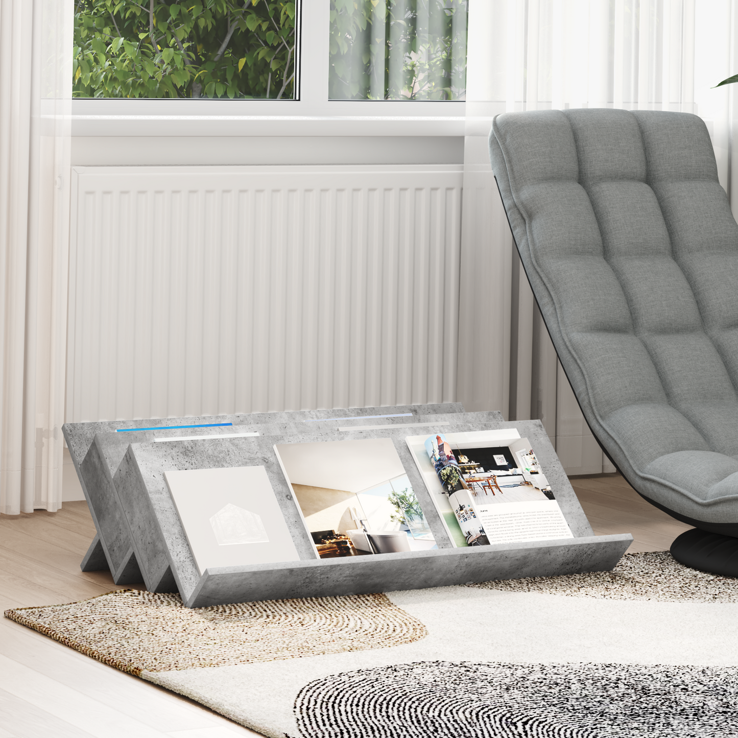 Magazine Rack Concerte Grey 90 x 53 x 28.5 cm Engineered Wood