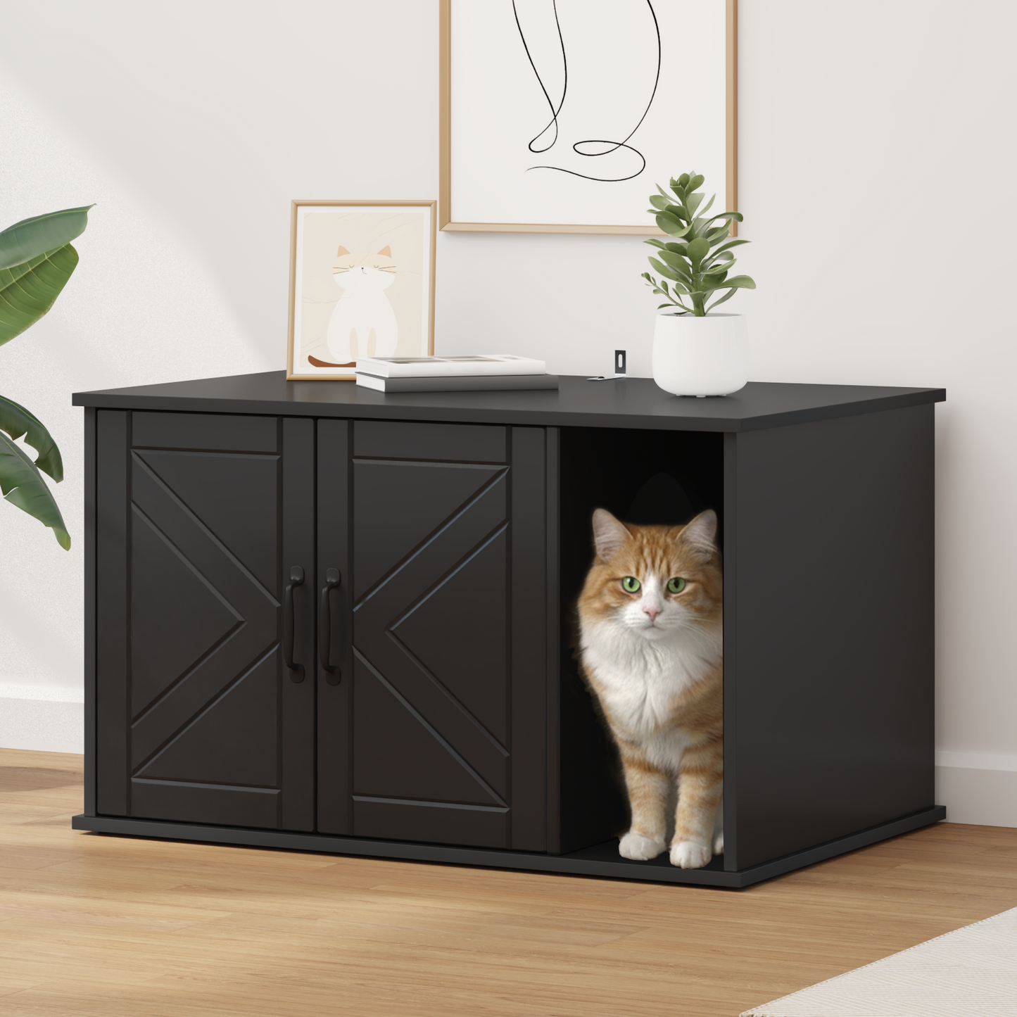 Cat House Black 85 x 55 x 50 cm Engineered Wood