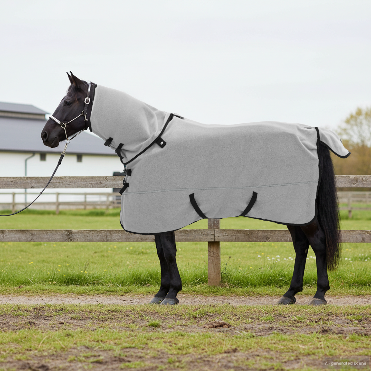 Horse Blanket Full Light Grey and Pink 125 cm Polyester