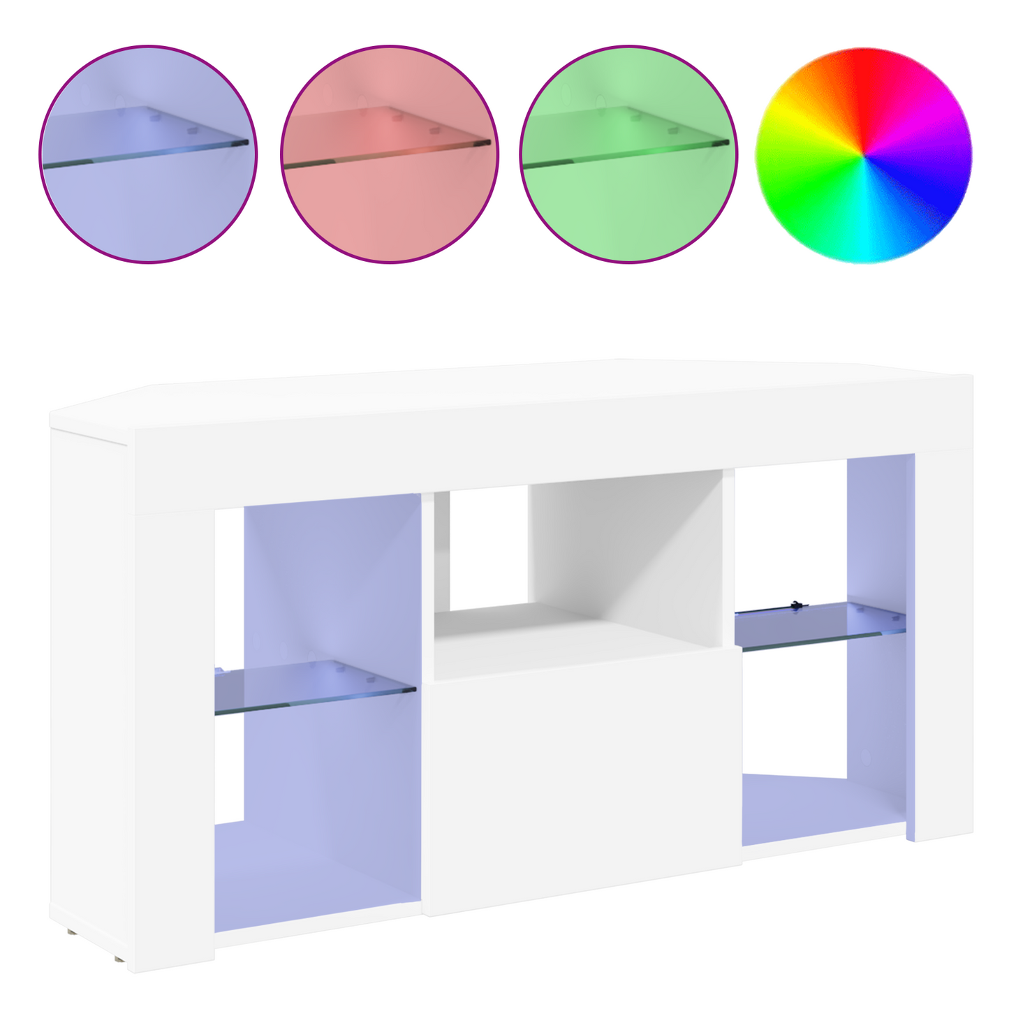 Corner LED TV Cabinet White 100 x 40 x 50 cm Engineered Wood