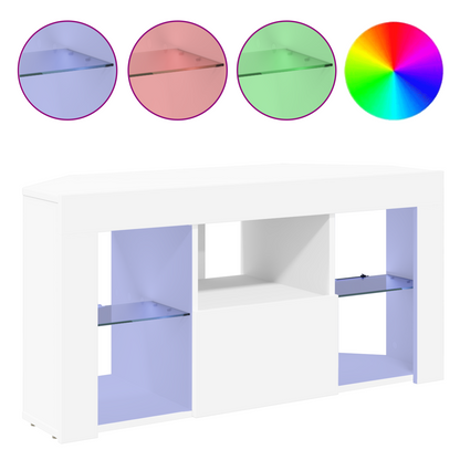 Corner LED TV Cabinet White 100 x 40 x 50 cm Engineered Wood