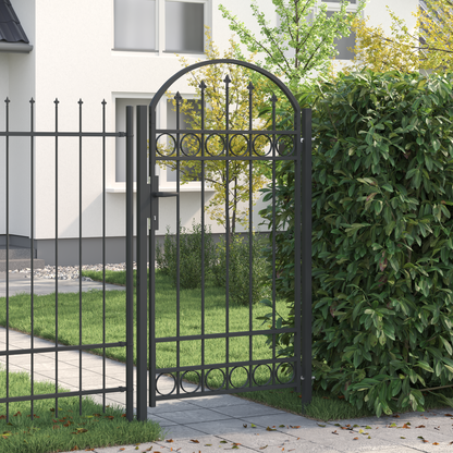 Fence Gate ASSEN 100 x 175 cm Powder-Coated Steel Grey Lockable