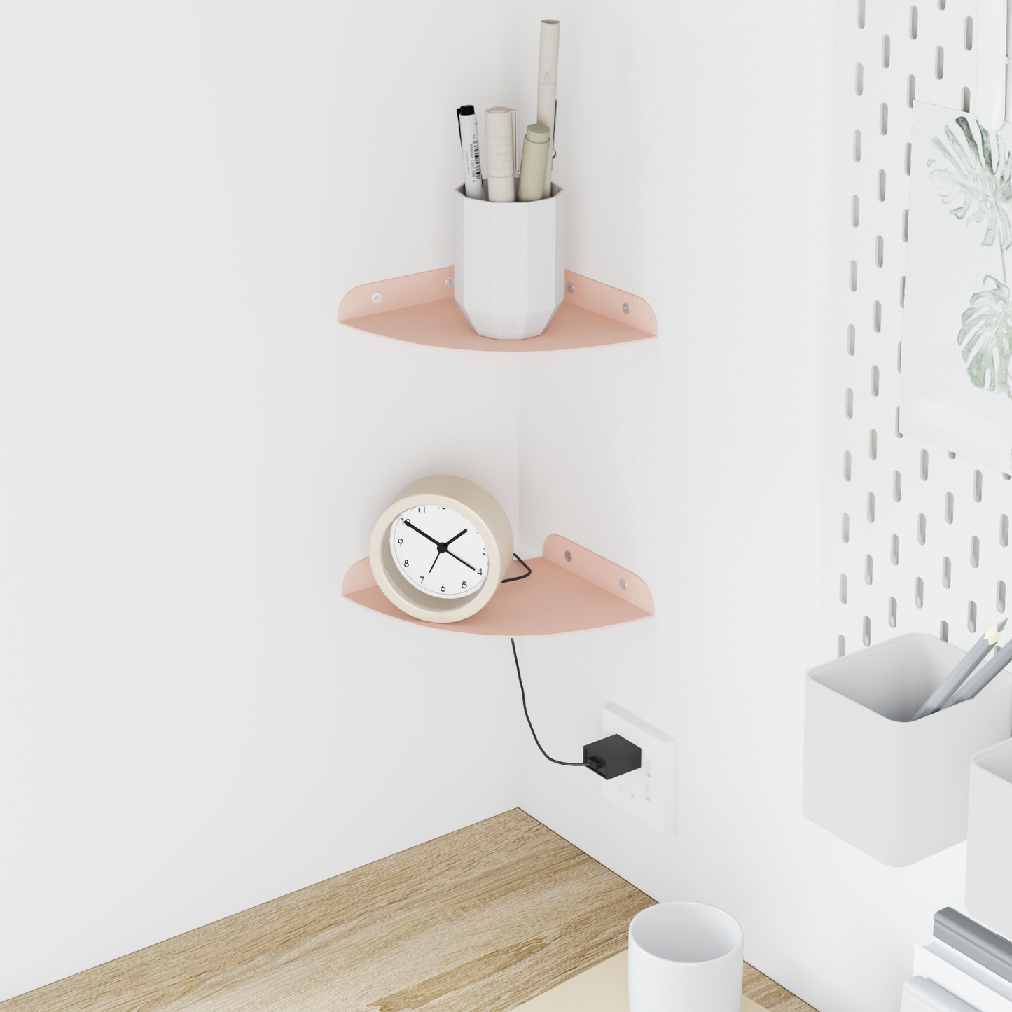 Corner Floating Shelf Corner Mount 2 pcs Pink 15 x 15 x 2 cm