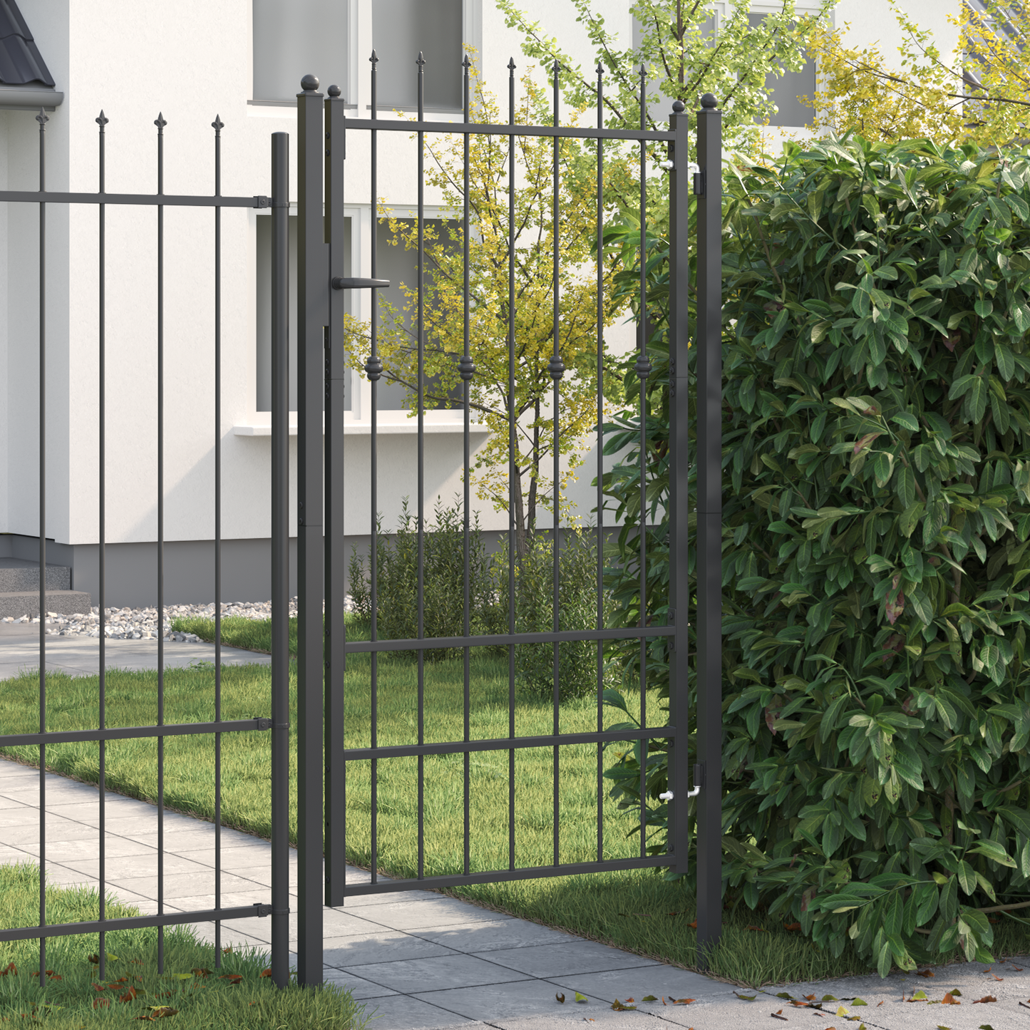 Fence Gate HORST 100 x 175 cm Metal Black Lockable