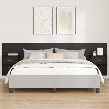 Headboard with Cabinet 3 pcs Black Oak Engineered Wood