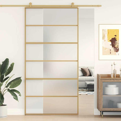 Sliding Door Gold 102,5x205 cm Frosted ESG Glass and Aluminium