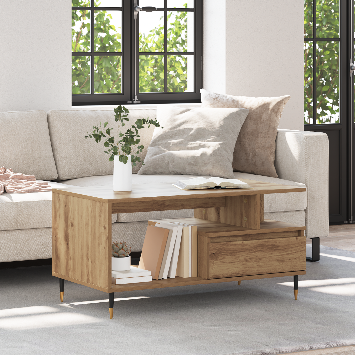 Coffee Table Artisan Oak 90 x 49 x 45 cm Engineered Wood