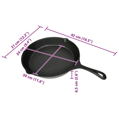 Grill Fry Pan Cast Iron 30 cm Round